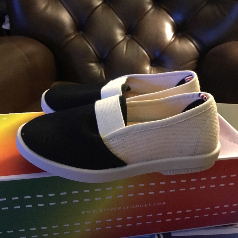 Child’s new Rivieras 2 tone canvas slip on loafers